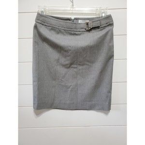 Ann Taylor LOFT womens size 2P gray mini skirt buckle detail waist zipper back
